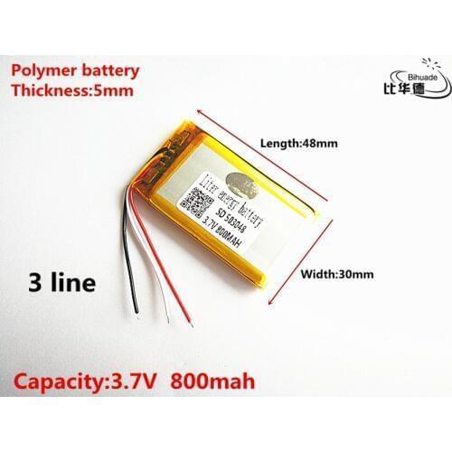 3 line Good Qulity 3.7V,800mAH,503048 Polymer lithium ion / Li-ion battery for TOY,POWER BANK,GPS,mp3,mp4