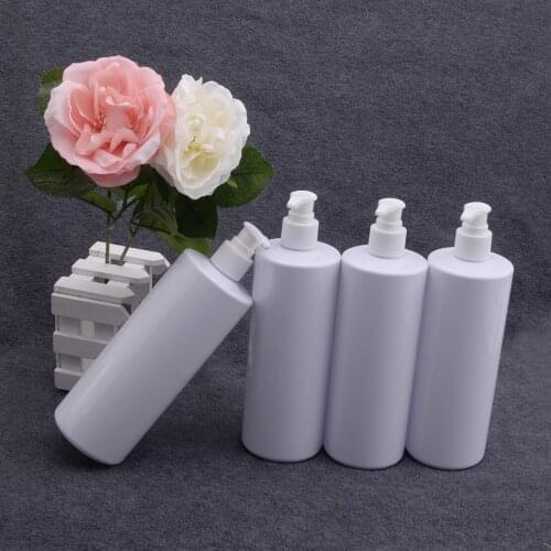 4Pcs 500ml White Refillable Plastic Liquid Soaps Lotion Dispensers Bottles With Pump