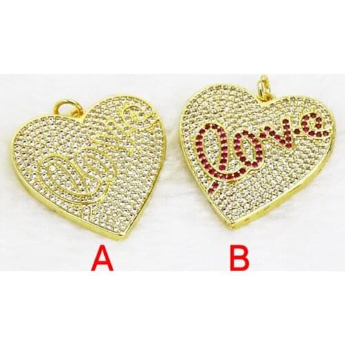 5Pcs Love style zircon Pendant Heart shape Pendant Jewelry Necklace Accessories New design pendant 51597