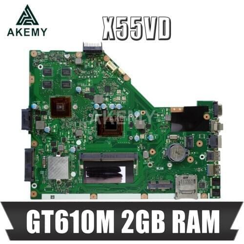 Akemy X55VD Laptop motherboard For Asus X55VD X55V X55 Test original motherboard REV2.1/REV2.2 GT610M 2GB RAM
