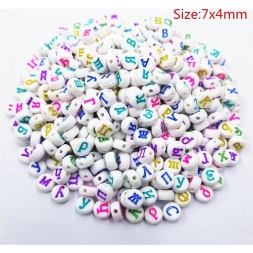 100pcs/lot 7x4mm/6x6mm Acrylic Beads Square Russian Alphabet Letter Beads For Hanmade Craft Making DIY Scrapbook Decoration