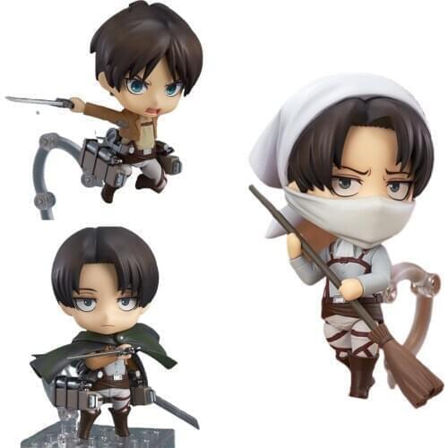 Anime Figure Attack on Titan Eren Jaeger 375 Levi Ackerman 390 417 Cute PVC Toys Action Figma Model Levi Cleaning Ver. Doll Gift