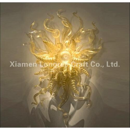 Free Shipping Custom Made Blown Glass Wall Art Decorative Murano Glass LED Light Source Wall Lamp for Hotel Decoration