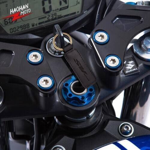 For Suzuki SV650 SV 650 SV650X SV650S Key Motorcycle Keychain Cowhide Crazy Horse Skin Key Ring