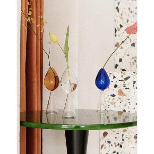 Cutelife INS Transparent Glass Vase Decoration Home Office Living Room Flower Vase Hydroponic Terrarium Table Wedding Plant Vase