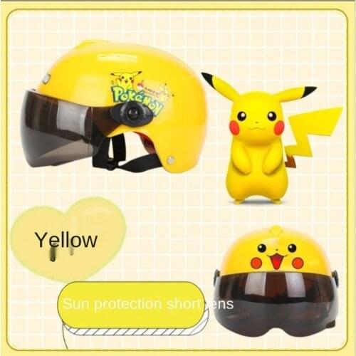 Pokemon Pikachu Childrens Electric Motorcycle Helmet Boys and Girls Summer Seasons Sun Protection Universal Full Face Helmet