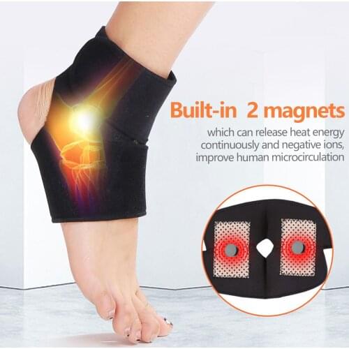 1 Pair Ankle Support Far Infrared Negative Ions Self-heating Magnetic Therapy Ankle Braces Wrap Belt Protector for Men Women