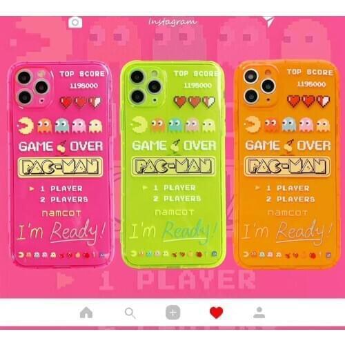 Fluorescent Color Japan Cute Classic game over soft phone case for iphone X XR XS 11PRO MAX 7 8 plus protection Back cover coque