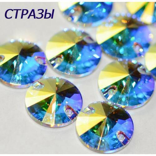Gymnastics Charming Rivoli Sew on Rhinestone Crystal AB Glass Flatback Sewing Stones for Clothes Garment DIY Handmade clothing