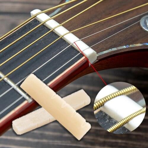 Guitar Bone Bridge Wear-resistant Replacement Bovine Knee Bone Guitar Nut Saddle for Instrument