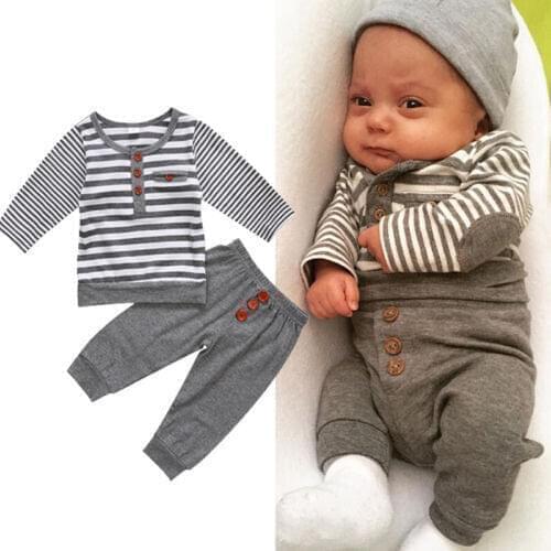 0-24M Cute Baby Girls Cotton Tops o-neck T-shirt + Long Pants high waist Casual Outfits Newborn Set Boys Clothes