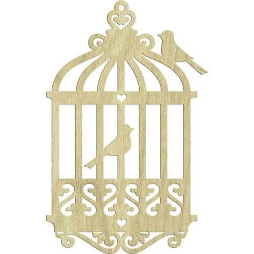 KD200 Cage and Bird Wooden Package Ornament, Can Be Painted Package Ornament
