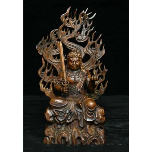 Chinese Boxwood Acalanatha Motionless Bodhisattva Fudo Myo-o / Acalanatha Statue