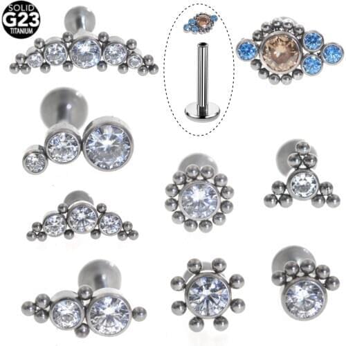 1PC Titanium & Steel Clear CZ Labret Stud Rings Lip Bars Sexy Charming Ear Cartilage Tragus Piercing For Unisex Jewelry 16g