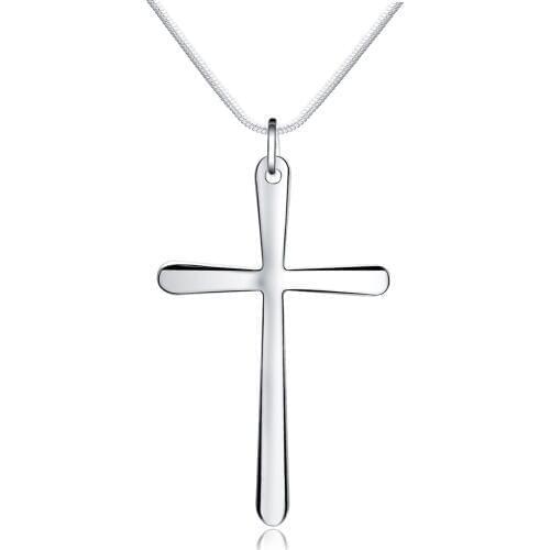 Hot charm Christian Jesus Single Titanium Cross Necklaces Pendants Women Bronze Silver Color Prayer Choker women Jewelry