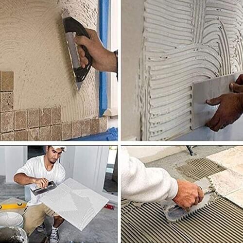 Stainless Cement Flaten Trowel with Notch Tiling Notched Trowel Square Notch with Handle for Wall Floor Tile Grout SAL99