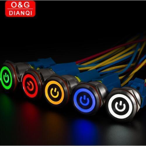 LED Push Button Switch 16mm Waterproof Metal Button Swich Self locking Momentary Switch Button Push Switch for Computer PC Power