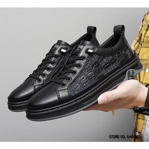 New Designer Mens Crocodile Pattern Thick Bottom Leisure Shoes Loafers Male Walking Sneakers Tenis Masculino Zapatos Hombre