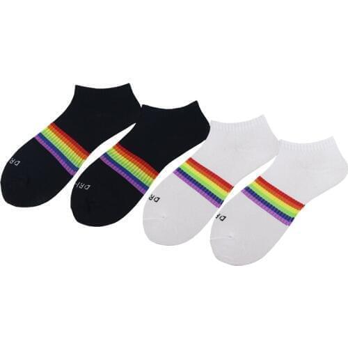 Ankle Socks Mens and Womens Rainbow Pattern Design Personality Summer Cool Fashion Street Wild