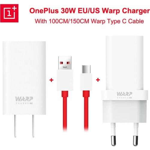 Original OnePlus 8 Pro EU US Plug Warp Charge Power Adapter 30W Charger USB Type C Cable For OnePlus 8 7T 7 Pro 7 6 6T 5 5T