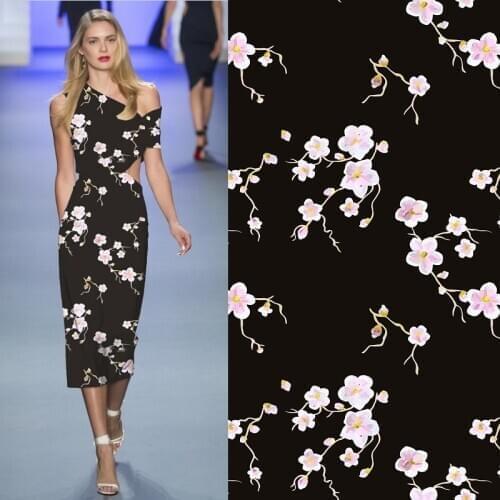 Customized spring and summer plum blossom digital printing imitation cotton fabric for sewing dress pants