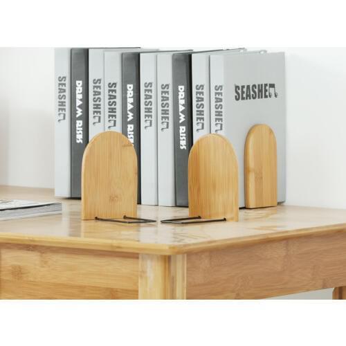 Bamboo+Iron Bookends Book Storage Holder Book File Bookends Holder Student Bookshelf Book Stand Book End Creative Bookcase