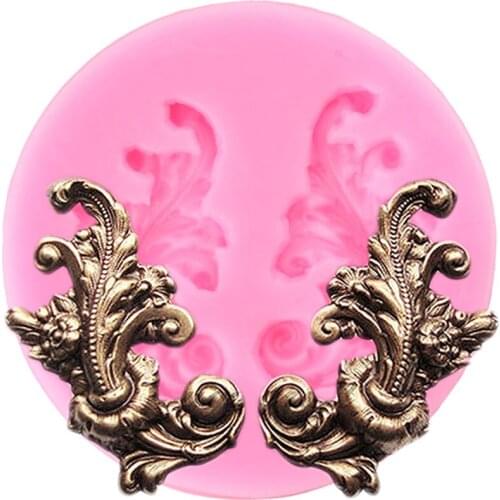 Baroque Scroll Relief Silicone Mold DIY Party Cupcake Fondant Molds Cake Decorating Tools Chocolate Gumpaste Candy Resin Moulds