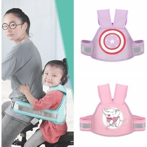 Children Safety Motorcycle Seat Belt Back Hold Protector Reflect Vest Belt Adjustable Harness Kids Vehicle Safe Strap Carrier