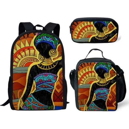 3Pcs/set School Bags for Girls, 2019 Back To School Backpack Kids Bag, African American Black Art Girls Schoolbag