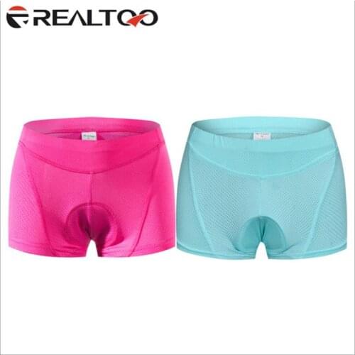 REALTOO Women Bicycle Cycling underwea High Low Waist Comfortable Underwear Sponge Gel 3D Padded Bike Short Cycling Shorts