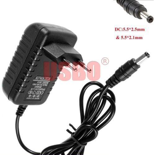 Supply Black 1.0M 6V 0.5A 1.0A 1.5A 2.0A Europe universal DC Charger 5.5*2.5mm &5.5*2.1mm DC to AC 100V / 240V Power Adapter