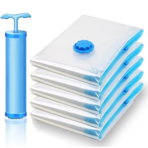 Vacuum Bag for Clothes Storage Bag With Valve Transparent Border Folding Compressed Organizer Travel Space Saving Seal Packet