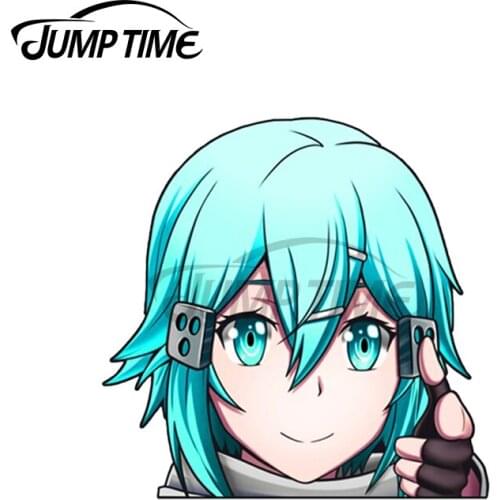 Jump Time 13 x 0cm For Sinon Peeker Cute Girl Trunk Cartoon Bumper Car Stickers Anime Surfboard Waterproof Personality Decal