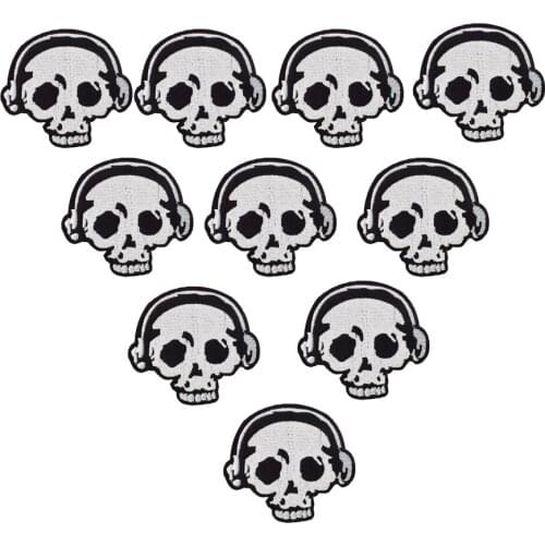 10 PCS Funny Skull Badge Military Patch for Jeans Clothes Iron Applique Biker Patch Craft Stripe Embroidery Patches for Clothing