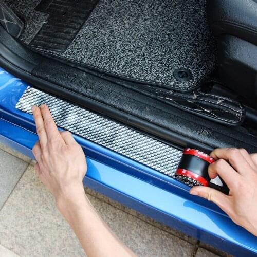 1pcs Car Door Sill Protector Carbon Fiber Film Sticker for Audi A1 A3 A4 B6 B8 B9 A3 A5 A6 A7 A8 C5 Q7 Q3 Q5 SQ5 R8 TT S5 S6