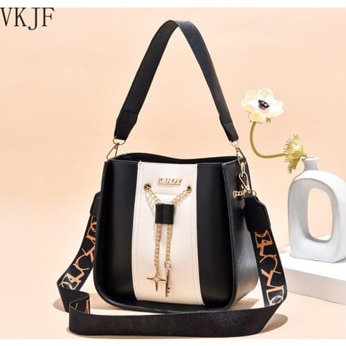 High Quality Contrast Color PU Leather Female Bucket Handbag Brand Designer Ladys Shoulder Crossbody Bags Womens Handbags