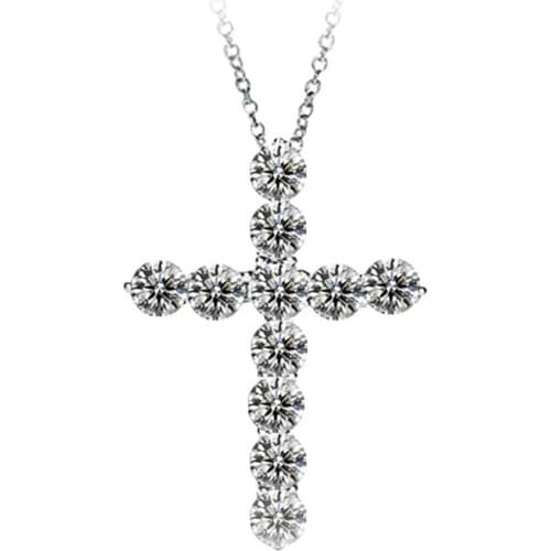QTT Brilliant Hip Hop Cross Necklace For Women Jewelry Female 2021 Chain Necklace Silver Color Jewelry Accessories