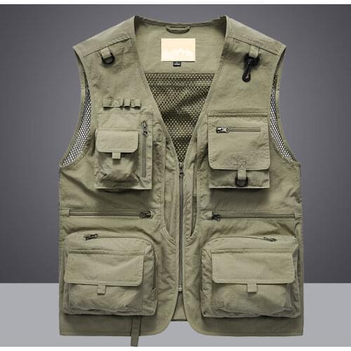 Vest Jacket Summer Men Multi-Pocket Classic Male Sleeveless Coat Outdoor Photographer Fishing Jackets 5XL Vest Travel Clothes