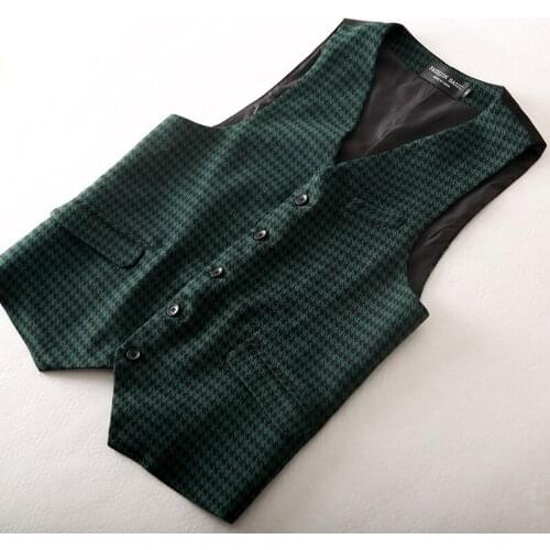 Houndstooth woolen waistcoat women v-neck fashion stitching retro businesssingle breasted spring autumn top vest