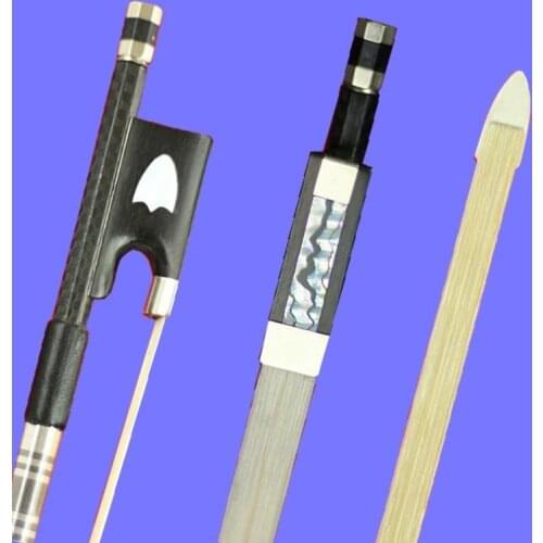 1pc light carbon fiber 4/4 violin bow nickel silver parts white hair