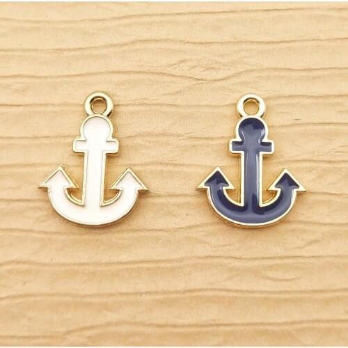 10pcs 13x15mm enamel anchor charms for jewelry making crafting fashion necklace pendant bracelet charm earring charm