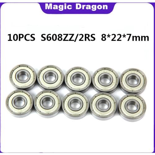 10PCS ABEC-5 S608ZZ SB608ZZ S608Z 608zz stainless steel High quality deep groove ball bearing 8x22x7mm Miniature ball bearing