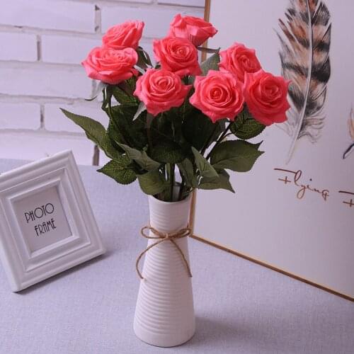 10Pcs Real Touch Moisturizing Rose Artificial Flower Wedding flower wall Home Table Decoration Photo Props Fake Flowers Roses