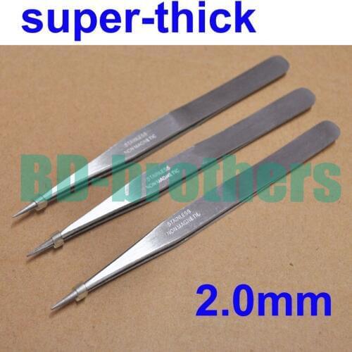 2.0mm Thick Stainless Steel Nonmagnetic Tweezers 13cm Length for Phone Repair Eyelash Tools Wholesale 1000pcs/lot