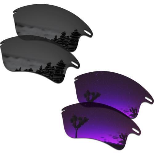 SmartVLT 2 Pairs Polarized Sunglasses Replacement Lenses for Oakley Fast Jacket XL Stealth Black and Plasma Purple
