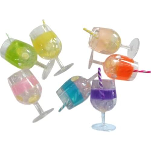 3D Transparent Glass Sweet Candy Drink Cup With Straw Pendant Charms Resin Pendant For Jewelry Making DIY Necklace Accessories