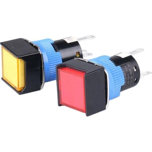 5 Pieces Square Momentary (Resettable) 16mm Switches Button