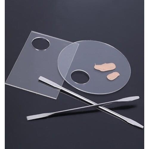 Acrylic Clear Makeup Palette Clear Nail Stamping Plates Polish Gel Mixing Spatula Foundation Eyeshadow