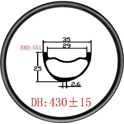 650B MTB ENDURO DH 35mm asymmetric tubeless tapeless carbon rim UD 3K 12K 24H 28H 32Hmatte glossy 27.5er down hill wheel bike