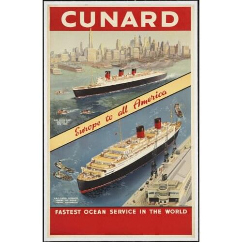 CUNARD CRUISE LANE TRAVEL METAL TIN SIGN POSTER WALL PLAQUE VINTAGE RETRO